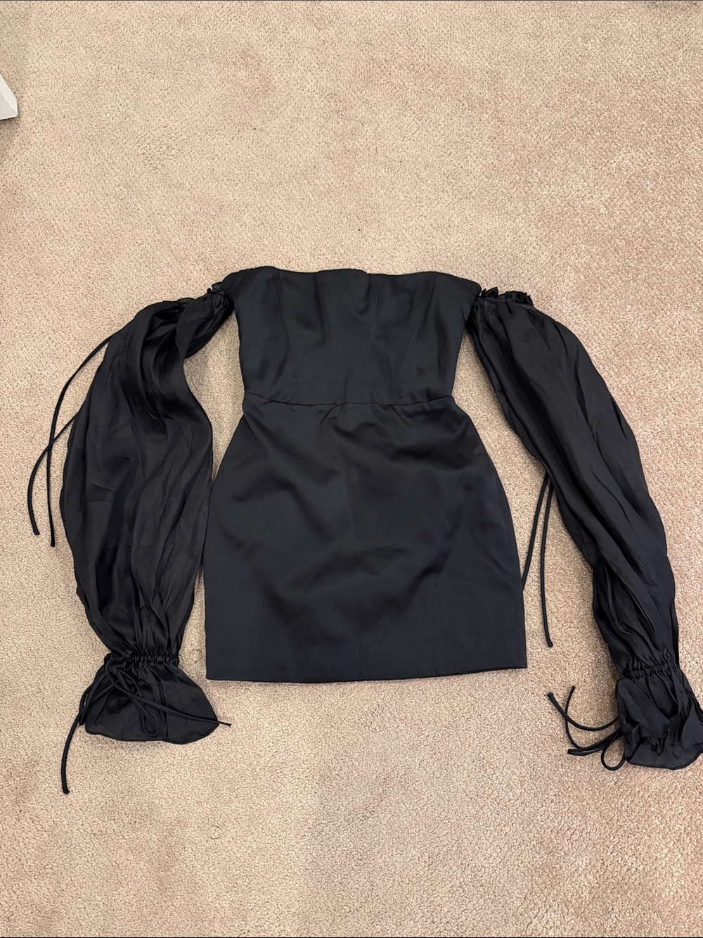House of CB Black Off-Shoulder Puff Sleeve Mini Dress